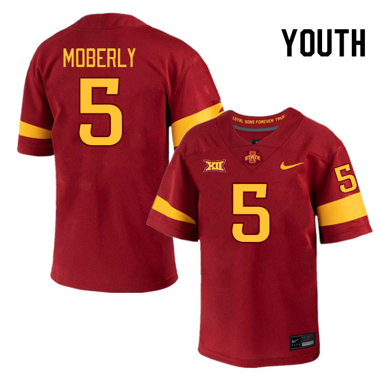 Youth #5 Connor Moberly Iowa State Cyclones College Football Jerseys Stitched-Cardinal